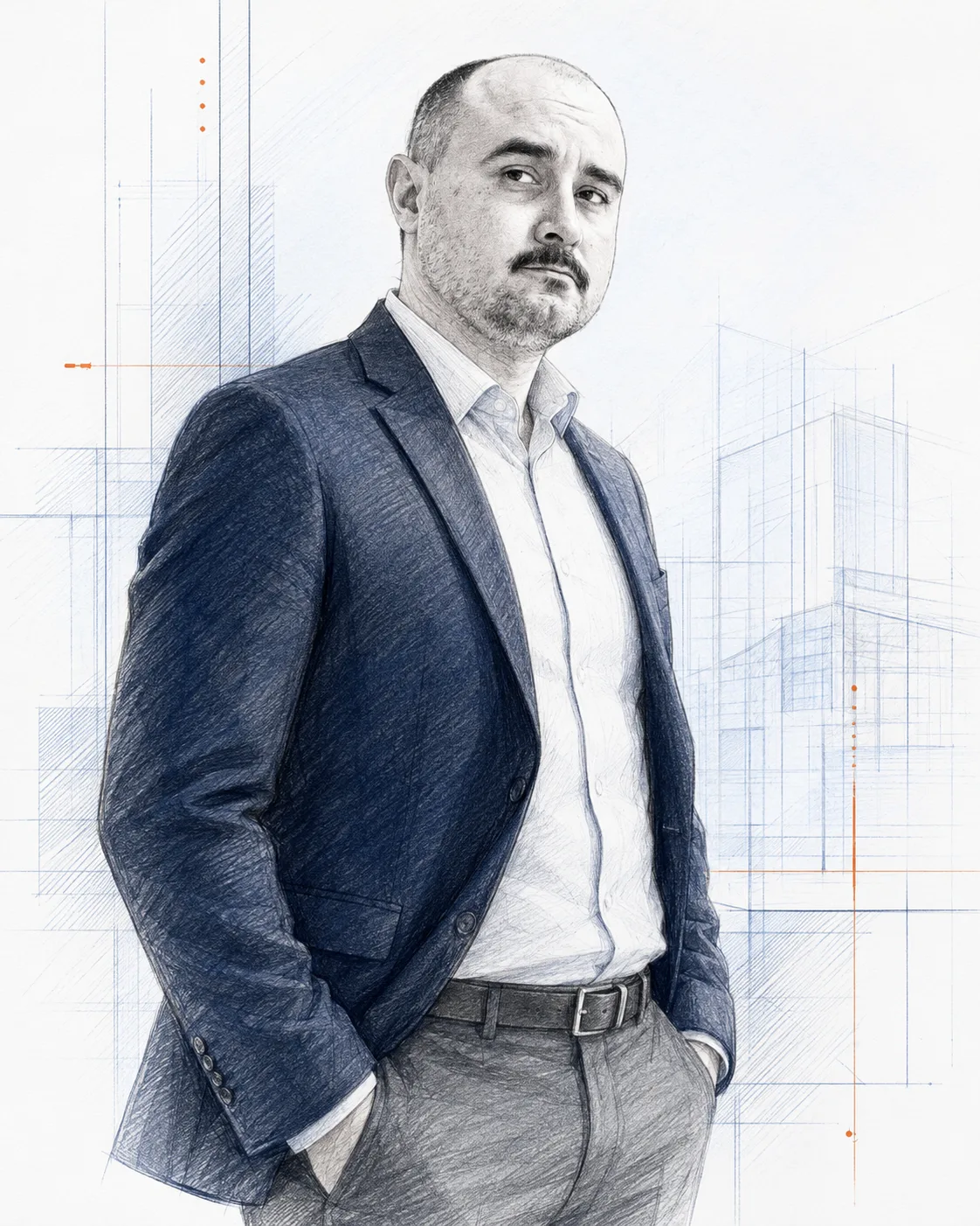 Sketch portrait of Kamil Tomaszuk, Let’s Project.